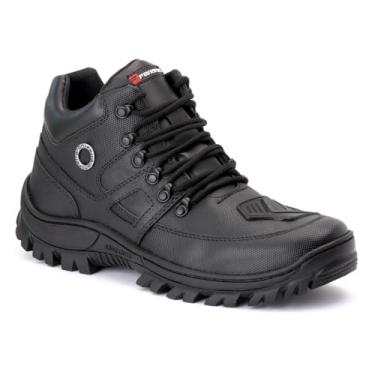 Imagem de Bota Coturno Masculina Adventure Preta Cano Médio Resistente Estilo Motoqueiro Diário Trilha (Preto, BR, Adulto, Numérico, 40)