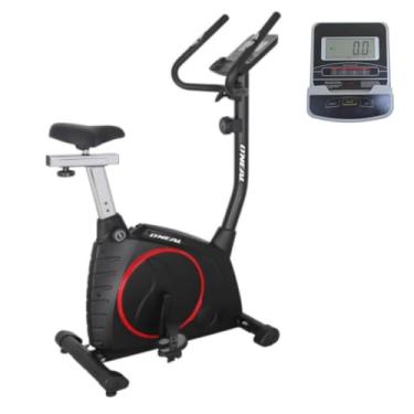 Imagem de Bicicleta Ergométrica Vertical Silenciosa com 8 Níveis de Resistência Magnética, Banco Ajustável e Monitor LCD – Uso Residencial