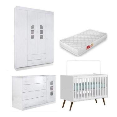 Imagem de Guarda Roupa, Cômoda Em Mdf  Livia + Berço + Colchao - Phoenix Baby