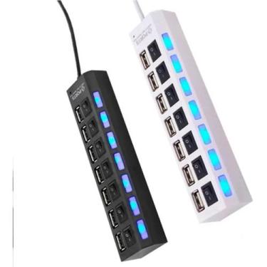Imagem de Hub Usb 2.0 480mbps 7 Portas Super Rapido Para Ligar Varios USB Gamer 