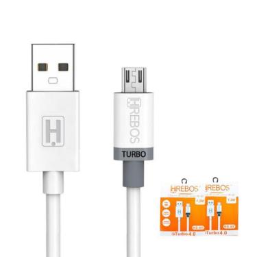 Imagem de Kit 2 Cabo carregador turbo micro usb v8 celular 1,2M Dados - Hrebos