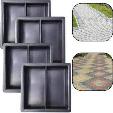 Imagem de Kit c 4 Molde Plastico Duplo Geminado 2 Blocos Concreto Tijolo Calçada