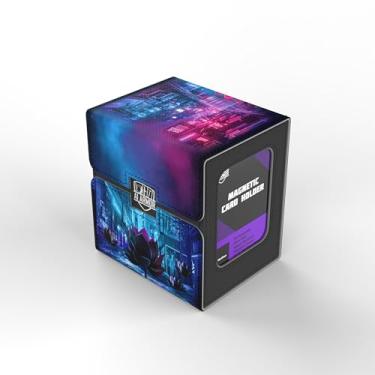 Imagem de Realm Guard TCG/MTG Commander 100+ caixa de baralho de arte com armazenamento (Cyberpunk Black Lotus)