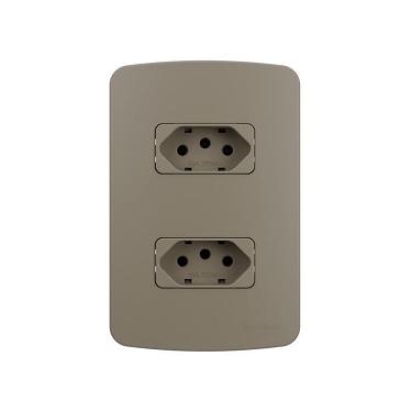 Imagem de Tomada Dupla Margirius B3 Colors 2p+t 10a Com Placa 4x2 Argila