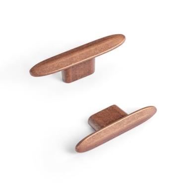 Imagem de Goo-Ki Pacote com 6 puxadores de gaveta de cobre antigo - 5,6 cm Vinatge de comprimento total retrô único orifício/barra de parafuso puxa alças de liga de zinco para cozinha