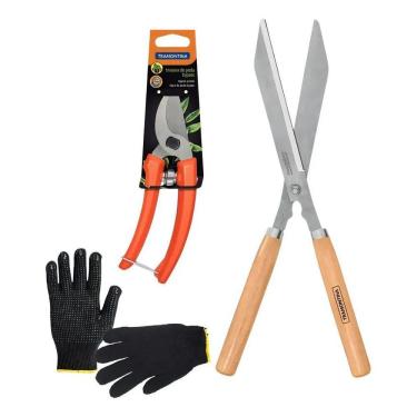 Imagem de 2X Tesoura Para Cerca Viva + Tesoura Poda Tramontina + Luva