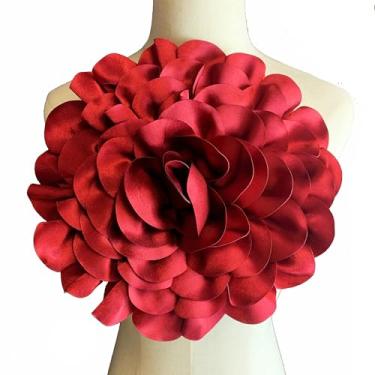Imagem de Heyiwell Broche de flor de cetim grande de 30 cm / 11,8 polegadas, acessório floral de tecido grande para casamento, festa, dança, vestido, terno, cabelo, chapéu, fantasia, decoração DIY e artesanato