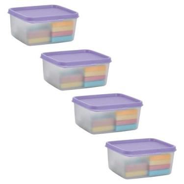 Imagem de Kit 4 Potes Herméticos Tupperware Basic Line Transparente 500ml