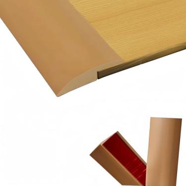 Imagem de Tira de transição de borracha de piso autoadesiva de tapete para azulejo Faixa de acabamento de borda para transições de limiar com altura inferior a 5 mm/0,2 pol (marrom escuro, 2,5 m)