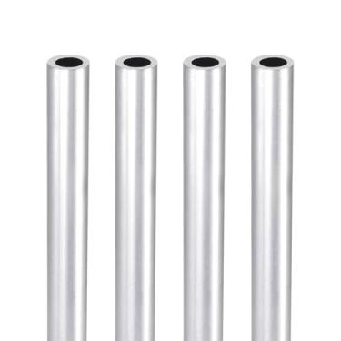 Imagem de DTGN Tubo redondo de alumínio de 25 x 1 x 0,7 cm (CxODxID) - Pacote com 4 - Bom para artesanato DIY - Tubo reto de alumínio 6063 - Prata