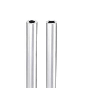 Imagem de DTGN Tubo redondo de alumínio de 25 x 0,5 x 0,3 cm (CxODxID) - Pacote com 2 - Bom para artesanato DIY - Tubo reto de alumínio 6063 - Prata