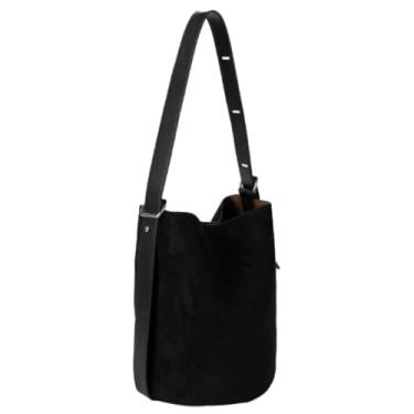 Imagem de Bolsa pequena de couro para mulheres, bolsa tiracolo de couro, ajustável, bolsa Hobo, outono, inverno, bolsa de mão, Preto, Medium