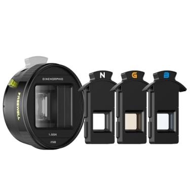 Imagem de Freewell Lente anamórfica 1,55x para iPhone e Samsung - Faixa 3 em 1 (Neutro, Dourado, Azul) - Lente Cinematográfica para Smartphone com Bokeh Oval - Compatível com Capa de Montagem e Gaiola de 17 mm