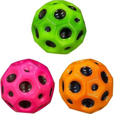 Imagem de Kit 3 Bolas Saltitantes Espacial de Borracha Formato Lunar - DropJT