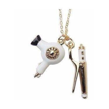 Imagem de Colar Cabeleireira Com Secador Branco Folheado Ouro 18k - Milena Joias