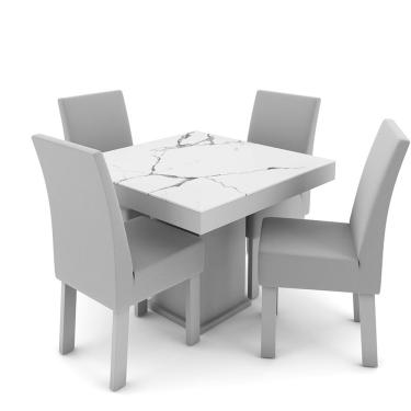 Imagem de Conjunto de Mesa com 4 Cadeiras Talismã Dallas - Branco/Cinza
