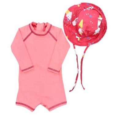 Imagem de Macaquinho Bebê Proteção Solar Uv 50+ Chapéu Praia Infantil - Fofotinh