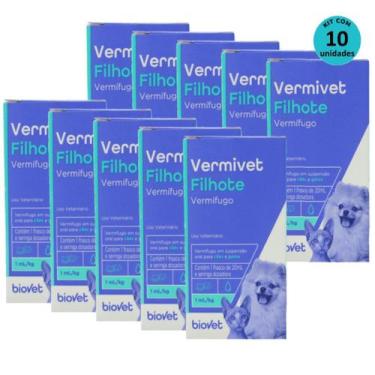 Imagem de Kit Vermivet Filhotes Biovet 20ml Com 10 unidades