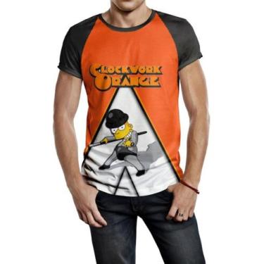 Imagem de Camiseta Raglan Masculina Laranja Mecânica Simpsons Ref:322 - smoke, P