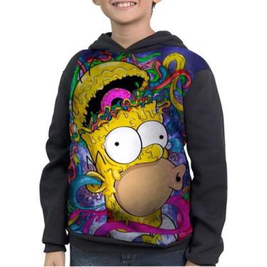 Imagem de Casaco Moletom Infantil Homer Psicodélico The Simpsons - smoke, Preto,
