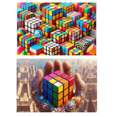 Imagem de Kit 2 Quebra-Cabeças Cubo Mágico de 60 peças