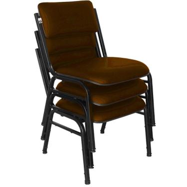 Imagem de Kit com 3 Cadeiras para Auditórios Linha Hotel Smart Marrom