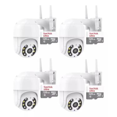 Imagem de it 4 Câmeras de Segurança Externa Ip Wi-Fi Motorizada Full HD A prova D'água + 4 Cartões 128GB