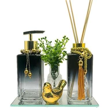 Imagem de Kit Lavabo Aromatizador e Sabonete Square Black (DOURADO)
