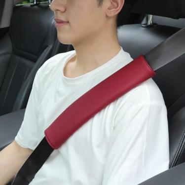 Imagem de GELVTIC Capas de cinto de segurança de carro para adultos cinto de segurança de couro macio protetor de almofada de pescoço confortável para dirigir acessórios de carro caminhão SUV avião mochila