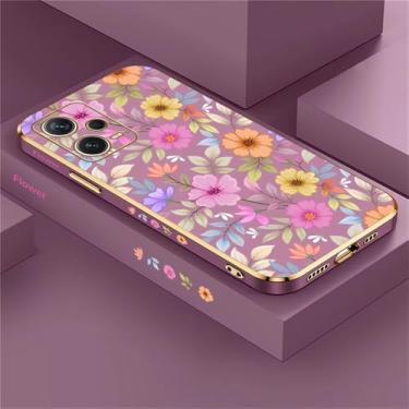 Imagem de Capa de celular com estampa de flores para Xiaomi Redmi Note 12 11 10 9S 8 7 9T 4 Pro MAX, capa de silicone revestida à prova de choque, roxa, 172, para Redmi Note 9 4G