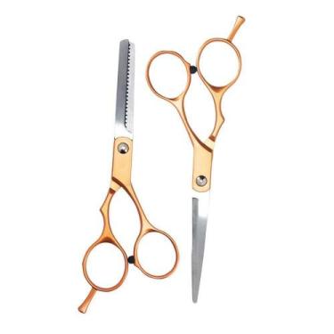 Imagem de Kit Tesouras Profissional Dourada Com Estojo Para Corte - LUATEK