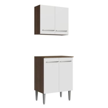 Imagem de Kit Com Armário Aéreo E Balcão 64cm Madesa Emilly Rustic/branco