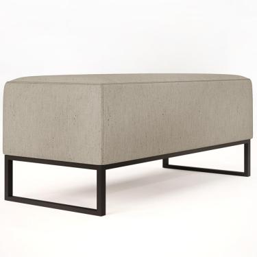 Imagem de Puff Decorativo Para Sala de Estar Cléo W01 Base de Ferro 90 cm Linho Bege - Lyam Decor