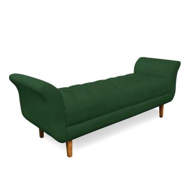 Imagem de Recamier Olinda Veludo 160 Cm Pés Chanfrado Castanhos - D'rossi Cor Verde