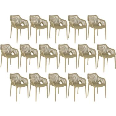 Imagem de Kit 16 Cadeiras De Jantar Design Suits Com Braços Empilhável Em Polipropileno - Nude