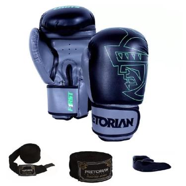 Imagem de Kit Boxe/Muay Thai Pretorian First Preto / Cinza Preto/Cinza