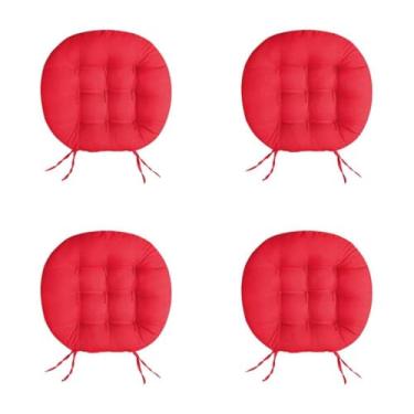 Imagem de 4 Futon Redonda 9 Furos Assento De Cadeira 40x40 cm(VERMELHO)