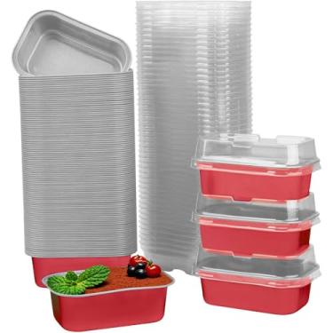 Imagem de ANQIA Pacote com 50 formas de bolo de 170 g com tampas, copos descartáveis de ramequins para cupcake, creme brulee, muffin, cupcake, mini recipientes de cheesecake para festa de casamento e