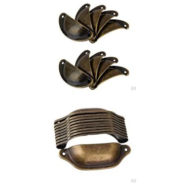 Imagem de Puxadores de armário estilo europeu vintage pacote de 20/40 peças - Puxadores de puxador de liga de zinco em forma de concha elegante para cômoda, gaveta, armário - alças de copo de bronze com -