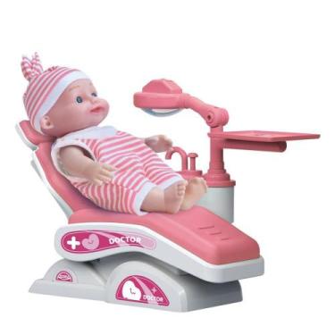 Imagem de Brinquedo Brincando de Profissões Doutor DM Dentista Rosa com Boneca e