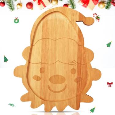 Imagem de Bokon Tábua de charcutaria de Natal, 30 cm, bandeja de servir de Natal, biscoitos, prato de comida, para pão de queijo, sobremesa, frutas, presente para decoração de festa de Natal (madeira de