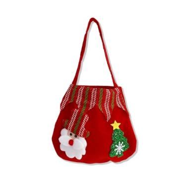 Imagem de Bolsa infantil de veludo para presente de Natal e maçã (Papai Noel)