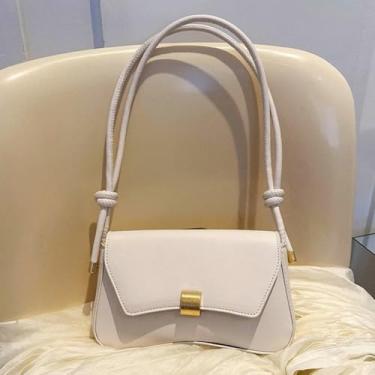 Imagem de Bolsa feminina retrô de ombro único, elegante e simples, bolsa de transporte transversal pequena bolsa quadrada para mulheres, Branco, Retrô