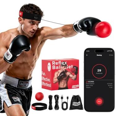 Imagem de FitBos Bola de Boxe Reflex atualizada com aplicativo Bluetooth Punch Counter, bola de boxe recarregável com faixa de cabeça e 2 cordas sobressalentes, equipamento de boxe divertido para treinadores de