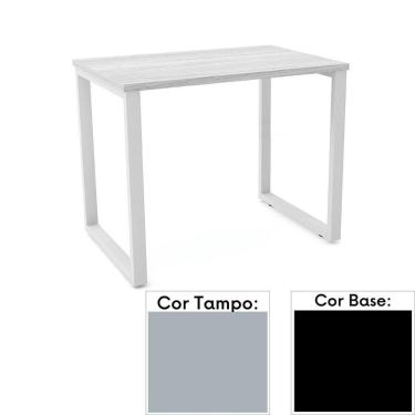Imagem de Mesa De Escritório Pé Tubular Pe25 Em Mdp 90 X 45 Cm Cinza Com Base Preta