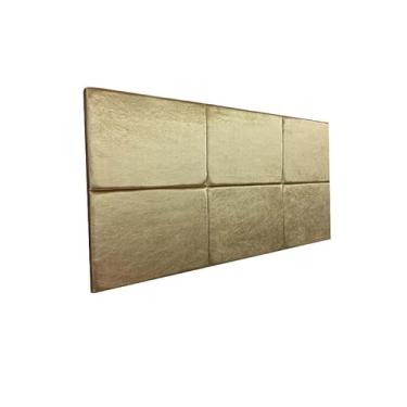 Imagem de Cabeceira Estofada Casal 6 Blocos Não é Segredo Veludo Cristal Bege 140x60