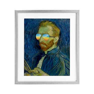 Imagem de Stupell Industries Óculos de sol Van Gogh engraçados pretos emoldurados sob vidro, design por Masters Redux, 53 x 43 cm