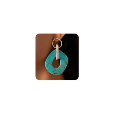 Imagem de Wiwpar Brincos grandes punk de acrílico geométrico, turquesa, resina, azul, declaração, acrílico, retângulo, argola, pingente, pingente, brincos para mulheres, festas, diariamente