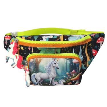 Imagem de Alveroya Pochete infantil de unicórnio: bolsa de cinto infantil, linda bolsa de cintura de poliéster resistente à água para meninas de 4 a 12 anos. Alça ajustável, bolso com zíper e puxadores com