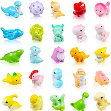 Imagem de Exasinine Conjunto de 25 peças de mini bonecos de dinossauros, mini animais de resina, estatuetas de dinossauros em miniatura para micro paisagens, terrário, jardim de fadas, presente de aniversário